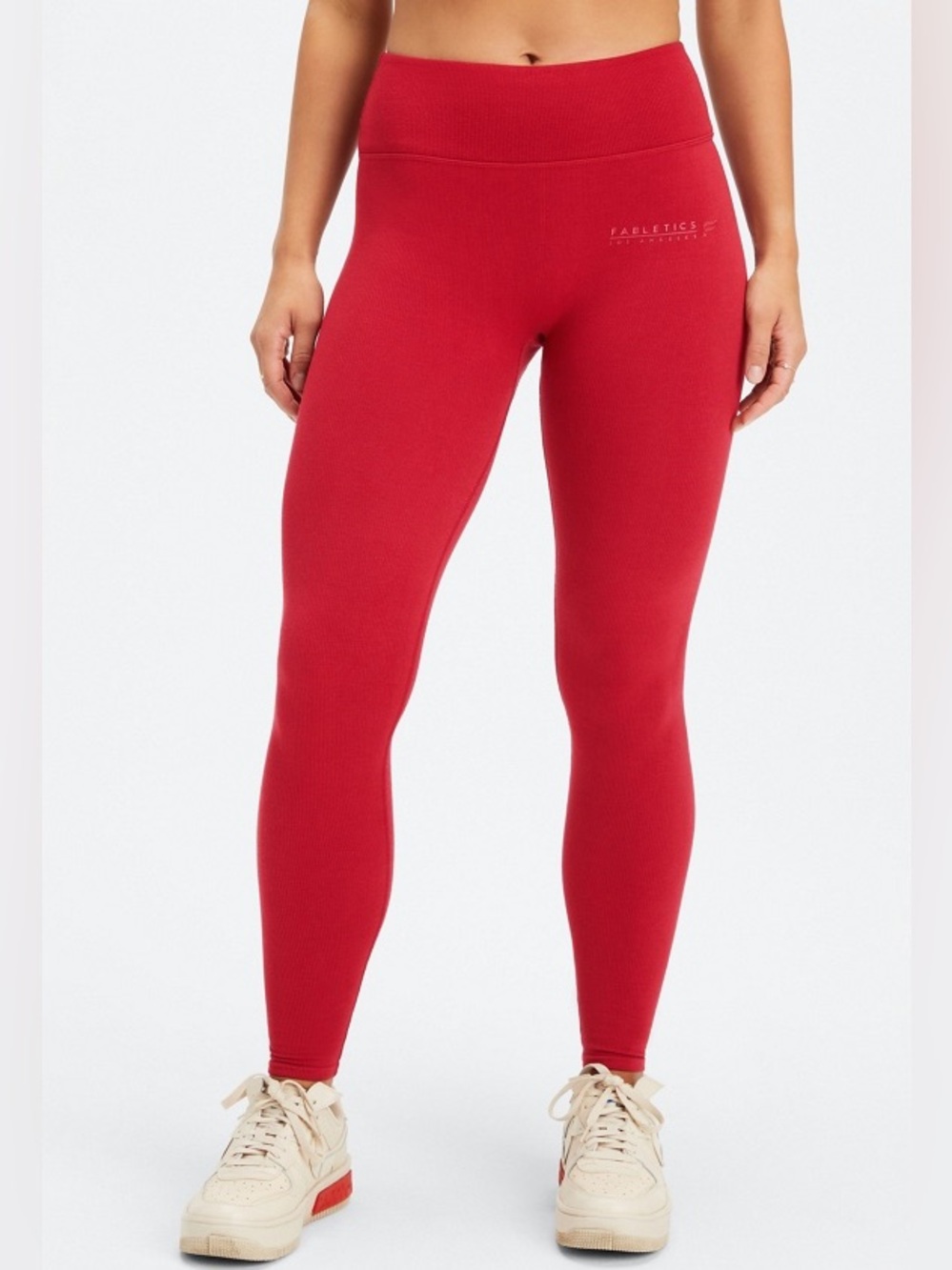 Fabletics Ribbed Cloud Seamless High-Waisted Leggings red color size Large NWT